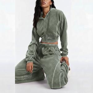 Ensemble survêtement et sweat à capuche pour femme, taille plus, deux pièces, décontracté, uni, écologique, séchage rapide, 100% coton - Product Image 6