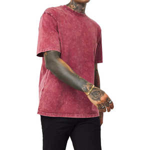 Camiseta lavada con ácido 100% algodón impresión personalizada/bordado liso en blanco ropa de hombre Camiseta - Product Image 2