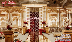 Mega evento malasio boda escenario decoración Tamil hindú ceremonia fibra boda escenario Grand Rajwada tema fibra boda escenario EE. UU. - Product Image 3