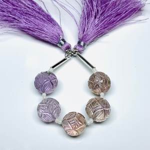 Gran oferta, cuentas de piedras preciosas de ametrino sueltas, hebra tallada en forma de bola para joyería, cuentas de piedra a la venta - Product Image 4