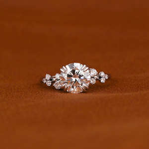 IGI certifié 2.0 CT coupe ronde diamant cultivé en laboratoire 14KT bague plaquée or blanc proposition de conception florale bagues fines romantiques - Product Image 1