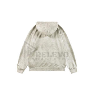 Sudadera con Capucha Extra Grande, Lisa, Personalizable con Bordado, Estilo Urbano, de Felpa, Lavada al Ácido, Desgastada, con Cierre - Product Image 2