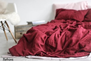 ชุดปลอกผ้านวมผ้าลินิน3ชิ้น200TC ปรับแต่งได้ทุกฤดูชุดเครื่องนอนขนาดคิงไซส์แบบเรียบ - Product Image 3