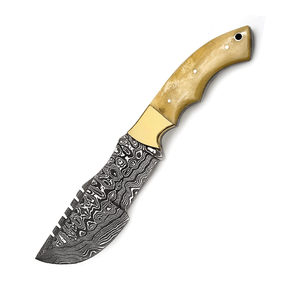 Couteau de chasse en acier damas à manche en bois fait main couteau de chasse à lame fixe Camping tactique extérieur - Product Image 2