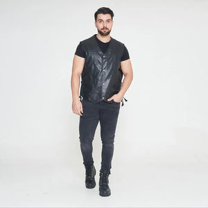 Gilet de motard en cuir de vachette pour hommes, meilleure qualité, à prix raisonnables, nouveau gilet en cuir de vélo dernier cri pour hommes et adultes - Product Image 6