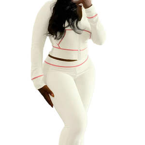 Women Winter Solid Casual Crop <b>Top</b> Long Sleeve Two Piece <b>Set</b> Flared <b>Trousers</b> Eco-Friendly Breathable - Product Image 1