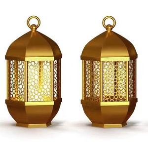 Diseñador elegante Ramadan Kareem Linterna decorativa de metal Ideal para festivales culturales Ramadan Kareem y Eid Decoraciones para el hogar - Product Image 1