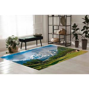 Tapis Paysager Nanga Parbat : Tapis imprimé avec vue sur les montagnes et les prairies féériques, tapis fin non tissé - Product Image 5