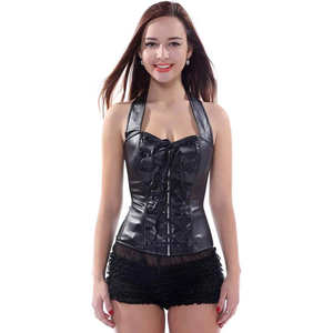 Corset en cuir gothique pour femmes, vente chaude, design steampunk avec boutons, respirant, contrôle moyen, noir, sculpteur de taille, logo personnalisé OEM - Product Image 6