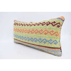 Coussin de traversin amovible et lavable en laine jaune à motifs géométriques vintage, antidérapant et écologique 12x24 pouces Coussin décoratif - Product Image 4