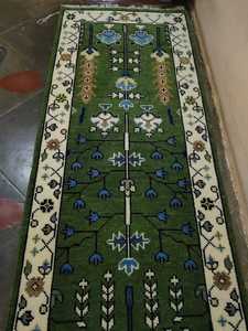 พรมพื้นที่ทำด้วยผ้าขนสัตว์สไตล์อินเดียร่วมสมัยผ้าทอมือสูงลายทางกว้างลายแอบสแตรกต์สไตล์ปรับปรุงสำหรับห้องนั่งเล่นผ้าฝ้าย - Product Image 6