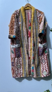 Hecho a mano largo Multi Patchwork algodón Kantha Chaquetas Mujer Vintage acolchado abrigo de invierno Casual primavera estilo tamaño libre - Product Image 4
