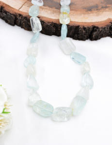 Aigue-marine lisse, 1 brin de 16 pouces, naturelle, pour la fabrication de bijoux fins, pierre précieuse - Product Image 1