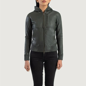 Sweat à capuche décontracté en cuir pour femme, avec logo frontal, écologique, coupe-vent, respirant, finition raffinée, confortable à porter, extérieur lisse - Product Image 1