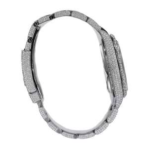 Montre de luxe sport hip hop analogique pour homme, mouvement mécanique ETA, acier inoxydable de haute qualité, bracelet en cuir de 40 mm, 20 cm, entièrement blanche - Product Image 3