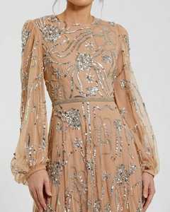 Robe de soirée élégante en perles de cristal brodées à la main Robe de soirée formelle sexy pour femmes en mousseline de soie pour les dîners et les soirées de bal - Product Image 3