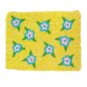 Beautiful Beaded Embroidery <b>Coin</b> Pouch Flower Design Good Colour Seed Beads <b>Coin</b> <b>Purse</b> for <b>Women</b> Girls Promotional Tote Bags - Product Image 1