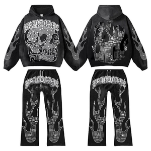 Conjunto Deportivo Personalizado con Pedrería y Logotipo, Estilo Flare, para Hombre, con Estampado Puff, Ligero, Lavado Ácido, para Invierno - Product Image 4