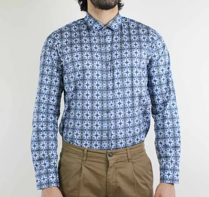 Premium Men's Shirt Regular, '70 Patterned. Digital print for free time wear