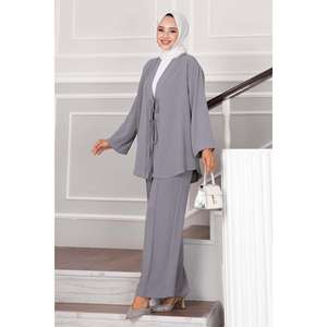 Kimono atado frontal Aerobin Hijab Conjunto de 2 piezas Gris - Product Image 2