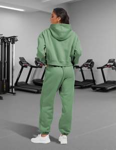 SUDADERO de algodón 100%, conjunto ligero con capucha, cierre de cordón, invierno, ecológico, lavado a la piedra, estampado de diamantes de imitación adornados - Product Image 4