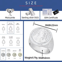 Anillo Clásico con Cabeza de Jesús de Diamante Moissanite para Hombre y Mujer, Amuleto Religioso, Accesorios para Bodas y Fiestas en Plata de Ley 925
