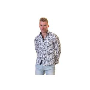 Camisa de hombre de ajuste estándar con estampado floral azul marino blanco - Product Image 3
