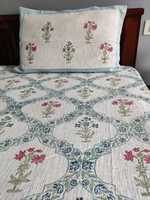 Parure de draps en coton 100% premium, imprimée à la main, respirante, pour toutes les saisons, motif floral, textile de maison