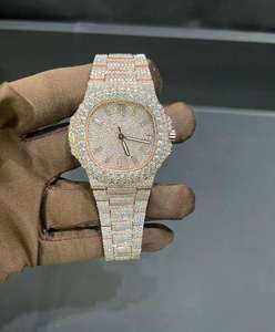 VVS Lab นาฬิกาสวิสสีโรสโกลด์42มม., นาฬิกาสแตนเลสสีโรสโกลด์เต็มเรือน้ำแข็งสีโรสโกลด์นาฬิกาเพชร - Product Image 1