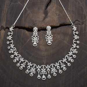 Zircon Necklace 178330 Elegant <b>Wedding</b> <b>Accessory</b> with Dazzling Zircon Stones - Product Image 2