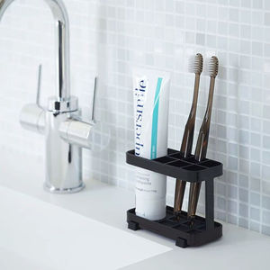 Porte-brosse à dents en métal contemporain avec une forme élégante pour l'organisation du comptoir de la salle de bain - Product Image 1