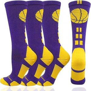 Chaussettes de sport pour hommes en élasthanne/coton de haute qualité, chaussettes de sport à cheville, tricot jacquard, coussin, basketball, séchage rapide, respirantes - Product Image 5