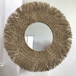 Hot Selling Product Jute Seagrass Bathroom Mirror Decor Mirrors Decoration Wall Durable Handwoven <b>Makeup</b> <b>Vanity</b> Mirror - Product Image 4