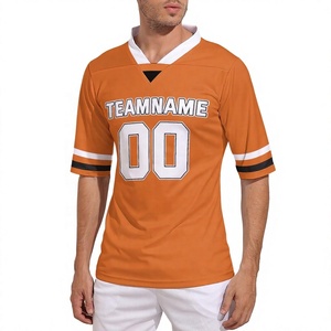 Professional Orange V Neck Football Jersey Lightweight <b>Athletic</b> Sportswear Custom Embroidery Screen Print Heat Transfer Top - Product Image 1