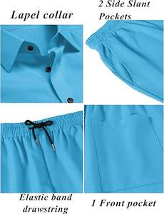 Ensembles de sport décontractés d'été pour hommes, respirants et confortables, polos à fermeture éclair quart et shorts, tenues de sport confortables - Product Image 5