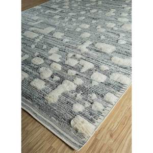 Zuri <b>Boho</b> Style Grey & Black Hand Knotted Wool & Viscose <b>Rug</b> AKWV-1001 for Bedroom Living Room Abstract Pattern for Hallway Use - Product Image 2