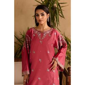 Ensemble chemise et pantalon en satin brodé pour femmes - BIC-114 - Product Image 2
