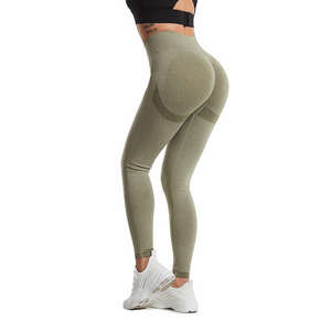 Women's High Waist Gym Fitness Yoga Pants Butt Lift <b>Leggings</b> Custom Logo Elastic Casual <b>Knitted</b> Fabric Breathable Mid Waist - Product Image 5