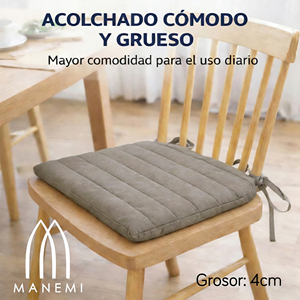 Cuscino per Sedia Trapuntato Idrorepellente 42x40x4cm con Cinghie di Fissaggio, Rivestimento Rimovibile con Cerniera, Lavabile in Lavatrice, Facile da Pulire - Product Image 2