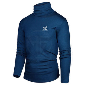 Refined Plain Knitwear Long Sleeve Raised Collar Pullover for Seasonal Casual Styling <b>Men</b> <b>Turtle</b> <b>Neck</b> Shirt - Product Image 2