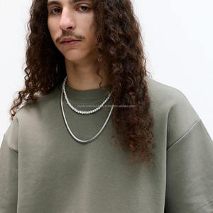 เสื้อยืดโอเวอร์ไซส์ตัวใหญ่พิเศษ300 GSM สำหรับผู้ชายเสื้อยืดป้องกันการเกิดเป็นพู่ประดับคอกลมแขนปกติ - Product Image 2