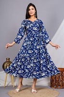 Robe midi évasée à imprimé floral 100 % coton, lavable, respirante, éco-responsable, taille naturelle, confortable pour femme