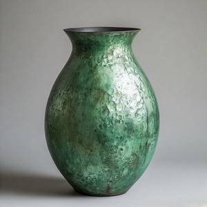 Sage <b>Stone</b> Rustic Table <b>Vase</b> in Weathered Green Look Designer Metal <b>Vase</b> Exquisite Handcrafted Accent <b>for</b> Home <b>Decor</b> - Product Image 6
