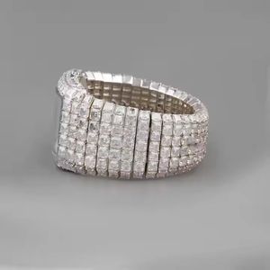 Mouvement automatique japonais, cadran analogique avec cadran squelette, montre Moissanite entièrement glacée et brillante à coupe ronde pour la fête - Product Image 5