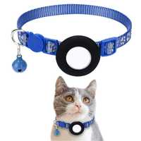 Collier réfléchissant pour chat avec support AirTag, collier en nylon réglable à dégagement rapide avec clochette pour chats et chatons