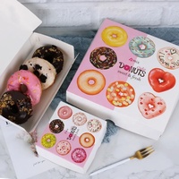 Boîtes rigides en carton rose et blanc personnalisées en gros avec fenêtre transparente, format mini, pour emballage de sushis et donuts, matériaux recyclés, impression offset 4 couleurs