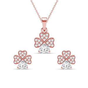Conjunto de Joyería Clásica Plateada para Fiesta Nupcial con Corazones, Zirconia, Perlas y Diamantes, Material Principal Latón, para Regalos de Boda - Product Image 1