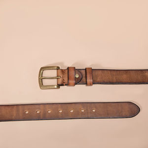 Modern Stylish Cow Hide <b>Belt</b> with Copper Buckle for Men Women Heavy Duty Adjustable Sizing Premium Feel Waterproof for Casual - Product Image 2