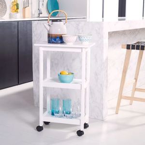 Chariot de bar à vin en bois massif blanc pour la restauration à domicile hôtel Restaurant cuisine chariot de service à vin et porte-verres - Product Image 3