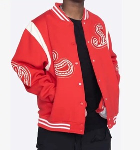 Chaquetas Bomber de Cachemira 00% de diseño personalizado, cuerpo de lana y mangas de cuero de vaca genuino, chaqueta Varsity Letterman naranja y negra - Product Image 2